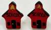 Ceramic Little Red Schoolhouse Earrings (Post)